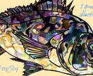 釣り好きの方♪釣れた魚を超カラフルに描きます 6月♡リニューアル出品(*'ω'*)インテリア等にどうぞ♬ イメージ4