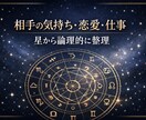 相手の気持ち・恋愛・仕事を星から論理的に整理します 人間関係の悩み、恋愛の不安、仕事や職場のモヤモヤ。 イメージ1