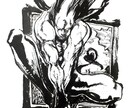 筆ペン又は筆ペン調のなんか絵+αを描きます 某アニメ会社の偉い人に勿体ないくらい面白い絵と評価頂きました イメージ6