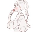 商用利用可！完成品イラストを販売しています いちごを頬張る女性/クール・おしゃれ/SNS用アイコンなど イメージ5