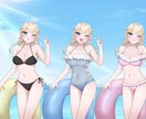 夏にぴったり水着量産イラスト描きます 商用利用⭕️女の子の等身イラストです！ イメージ3