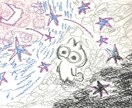 どうぶつたちのポップなクレヨン画を描きます どうぶつたちと不思議な世界観がマッチしたイラストです! イメージ2