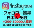 インスタグラムの日本人男性フォロワー獲得します instagram日本人のフォロワーを200-5000人獲得 イメージ1
