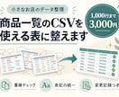 商品一覧CSVの重複・表記ゆれを整理します 元データを残し、変更した箇所まで見える形で納品 イメージ1