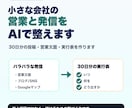 小さな会社の営業と発信をAIで整えます 30日分の投稿・営業文面・実行表を作ります イメージ1