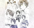 商用利用可能◎詰め合わせ・モノクロ一枚絵を描きます ペアも可◎挿絵やプレゼントに❄︎ ポイントカラーも出来ます イメージ2