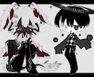 不穏・低彩度なミニキャラSDイラストをお描きします ✦グッズ制作・動画制作にご利用いただけるダークSDイラスト✦ イメージ1