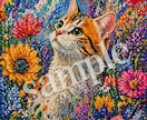 高彩度ポスターカラー風｜幻想的な猫アート作成します あなたの猫の写真を、唯一無二の幻想アートに仕上げます イメージ1