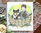 色紙サイズ◇ナチュラルタッチ◇水彩似顔絵かきます あたたかみある水彩イラスト！原画発送無料 イメージ2