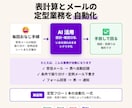 表計算とメールの定型業務を自動化します 受信メールから表への記録、定例送信まで。見積りは無料 イメージ1