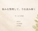 タロット鑑定書｜悩みを整理して今を読み解きます タロット1枚で読み解く◇その悩みモヤモヤを言語化します。 イメージ2