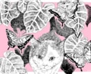 うちの子/ペットの似顔絵イラストをお描きしますます ペン画で植物などの簡単な装飾を追加してイラストを描きます。 イメージ1