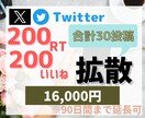 合計30投稿を200RT200いいねに拡散します Twitter(X)で宣伝！元企業公式Twitter中の人 イメージ1