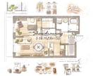 オシャレな手描き間取り図(戸建てVer.)承ります あなたのプランから魅力とオリジナリティを更に引き出します‼ イメージ6