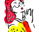 おしゃれなタッチで似顔絵描きます おしゃれでちょっと個性的なビビットな色合いのテイスト イメージ1