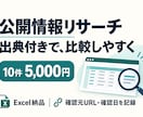 企業やサービスの公開情報を出典付きで調べます 10件5,000円｜比較しやすいExcel一覧 イメージ1