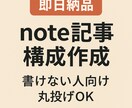 即日納品 note記事構成と見出し作成します 書くのが苦手でもOK。構成があれば記事は完成します。 イメージ1