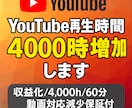 YouTube再生時間4000時間増加します 収益化/4,000h/60分動画対応/減少保証付/SNS イメージ1