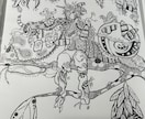 好きなものを詰め込んだ手描きイラストを描きます 少し不思議な世界観の手書きイラストを描きます。 イメージ2