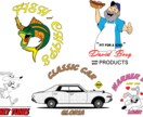 アメリカンキャラクター風ロゴ、イラスト作成致します お店のロゴ、オリジナルグッズ作成をサポート致します イメージ1