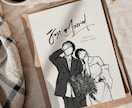 おしゃれ可愛い◎韓国風イラストお描きします 大切な写真を元に作成！特別なウェディングアイテムに。 イメージ1