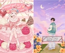 おしゃれで雰囲気のある背景イラスト描きます ヘッダー画像や挿絵、配信背景、書籍の表紙デザインに！ イメージ9