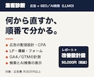 広告とSEO・AI検索の集客を診断します 広告×SEO/LLMOの二刀流で、改善の順番を図にします イメージ1