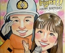 ほっこりとした温かい似顔絵をプロが手描きします そのまま飾れる大色紙にとびきりの笑顔を色鮮やかにお描きします イメージ2