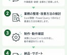 面倒なExcel作業を整理・効率化します 今のやり方を伺い、無理なく使える仕組みに改善します イメージ3
