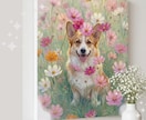 華やかで透明感ある油絵風うちの子イラスト作ります キャンバス印刷、アクリル印刷可能。人物、ウェディングも可能 イメージ1