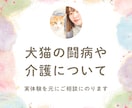 犬猫の介護・闘病がつらい方へ。話聞きます 大変な時、つらい時にそっと寄り添います。犬猫の介護経験あり。 イメージ1