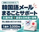 韓国語メールを作成し返信も日本語で説明します 同じ会社・同じ相談のやり取りが終わるまで対応 イメージ1