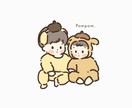お子様やペット、家族のイラストを描きます 2頭身のゆるいイラストを描きます。 イメージ5