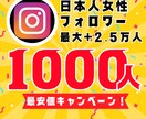 インスタ日本人女性フォロワー1000人増やします 【30日間保証】最安値！最大+2.5万人増加可能 イメージ1