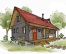 建物の手描きスケッチを暖かいタッチで描きます 美大出身で設計事務所でのプレゼン資料作成の経験を活かします！ イメージ1