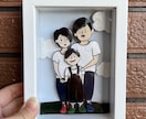 似顔絵イラストを立体シャドーボックスでお届けします 家族写真風イラスト（全身）をプレゼントしませんか？ イメージ5