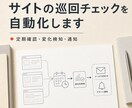 サイトの巡回チェックを自動化します 表示や掲載状態を定期確認し、変化を指定先へ通知 イメージ1