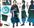 かっこいい！和装男子等の立ち絵制作します TRPG・ゲームなど利用OK　和風以外も対応可！三面図も可 イメージ1