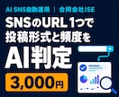 SNSの投稿形式と頻度をAI判定します 公開SNSのURL1つ送るだけで投稿形式と頻度をAI判定 イメージ1