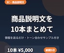 ECサイトの商品説明文を10本まとめて作成します 特徴の羅列を『売れる文章』に。楽天・Amazon対応 イメージ1