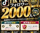 TikTokフォロワー＋2000人増加します 高品質！2000円TikTokオプションで10000人増加 イメージ1
