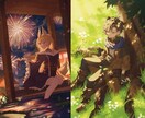 背景ありの一枚絵イラストを制作します 安心してお任せいただける丁寧な制作進行を心がけています。 イメージ1
