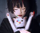 ダークな雰囲気で女性と猫を描きます 男性や他の生き物でも可能です！お気軽にご相談下さいね！ イメージ1