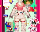ポップなフィギュア風の１枚絵を描きます 全身イラストをドット絵やシール風のイラストでデコります。 イメージ3