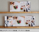 前撮りや結婚式写真で2面/3面の記念台紙作ります 4色展開のくすみカラーがおしゃれで透明感を感じるデザイン イメージ7