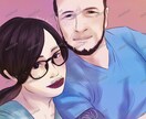 カップル写真を似顔絵デジタルイラストにします 二人のお気に入りの写真をイラストにしませんか？ イメージ1