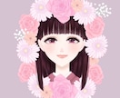 花フレーム女性アイコン制作｜SNS用描きます お好きなカラーで作る、花に囲まれた可愛いSNSアイコン イメージ1