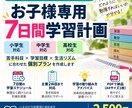家庭教師歴10年が7日間の学習計画を作ります 小中高生対応！苦手科目や生活予定に合わせた個別学習プラン イメージ1