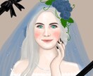 ベールをまとったアートな似顔絵を描きます ウエディングのウェルカムボードやギフト用等 イメージ3