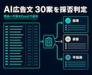 AI生成の広告文30案を採否判定します 採用・保留・不採用の理由と代案をExcel納品 イメージ1